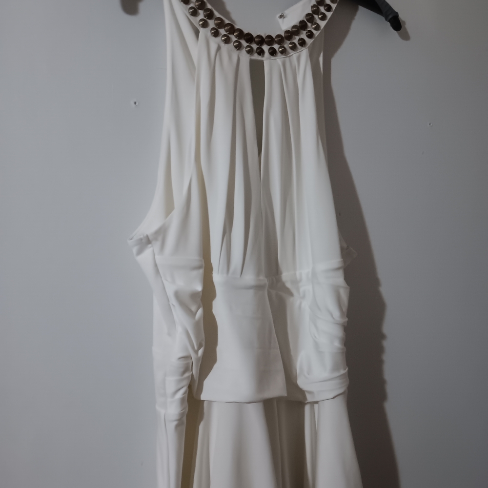 Bebe White Top with Gold Accents